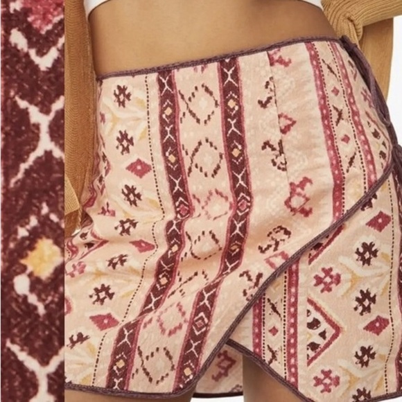 FREE PEOPLE NWT AZTEC CLEO WRAP SKIRT SIZE 12 - Picture 3 of 7